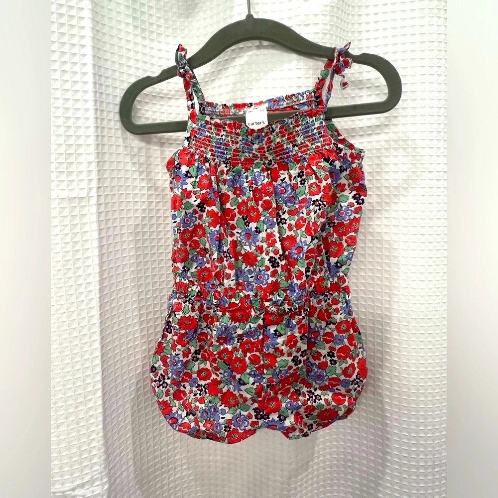 Carter’s Floral Romper with Red and Blue Flowers